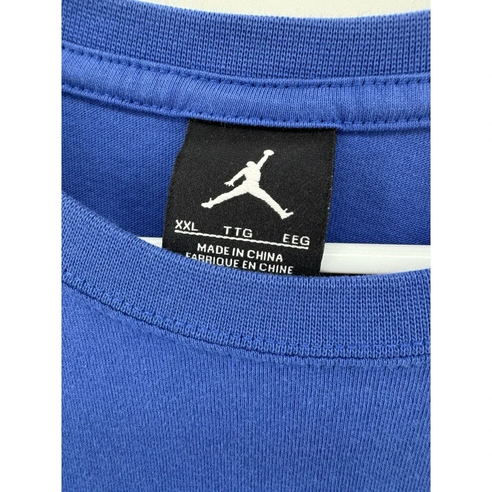 Jordan Embroidered Mens XXL T-Shirt Blue Green Jumpman Graphic Tee Oversized